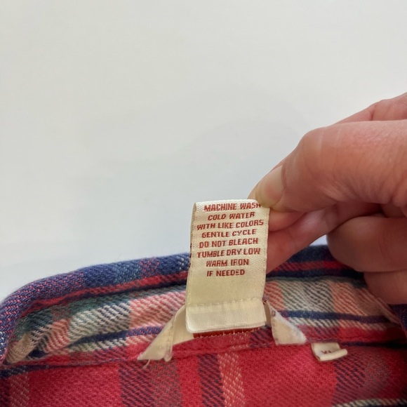 Sundance Flannel Plaid Blue Pink Button Up Size XL - Picture 4 of 6